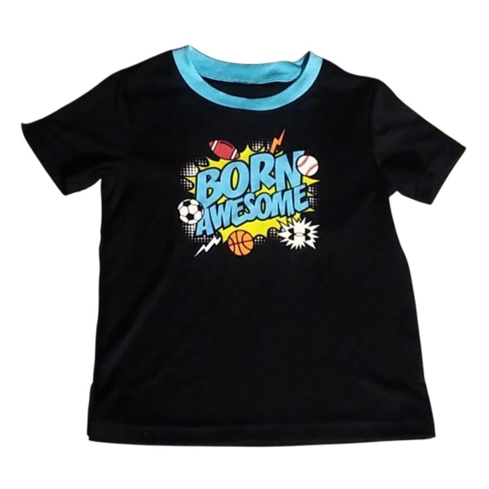 UNDER ARMOUR, BORN AWESOME TEE, COLOR: BLACK, BLUE, MULTICOLOR, SIZE: 3T